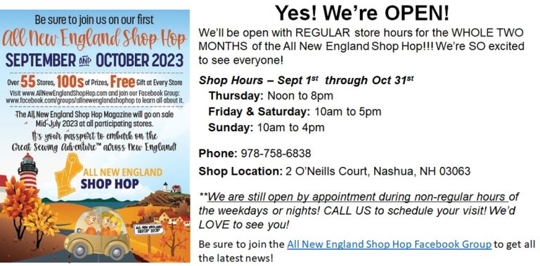All New England Shop Hop announcement